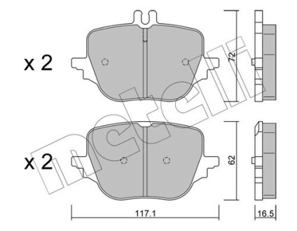 Задние тормозные колодки MB S-class (W223/V223/Z223) 20-/GLC (X254) 22- Metelli 22-1313-0 (фото 1)