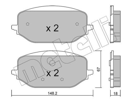 Передние тормозные колодки Citroen Berlingo 18-/C5 21-/Peugeot Partner 18-/Fiat Doblo 22- Metelli 22-1351-0