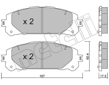 Колодки гальмівні (передніі) Toyota Rav 4 18-/Suzuki Across 20- Metelli 22-1367-0