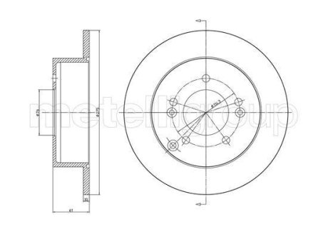 Задний тормозной диск Kia Carens 06- (274.8x10) Metelli 23-1193C