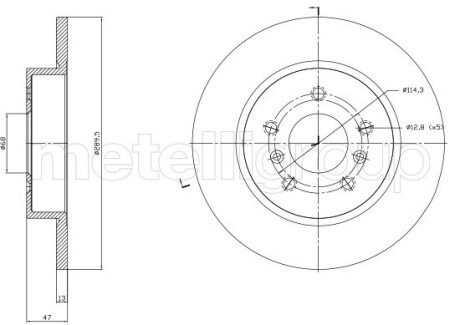 Задний тормозной диск Nissan Qashqai II/ Renault Kadjar 13- (290x13) Metelli 23-1763C