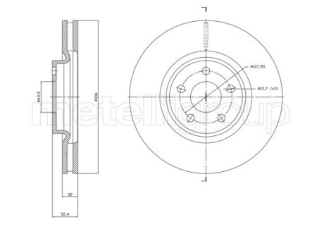 Передний тормозной диск Ford Galaxy III/S-max 15- (316x32) Metelli 23-1830C