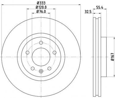 Тормозной диск пер VW T5 - (333*32.5) диаметр 17&quot; MINTEX MDC1705 (фото 1)