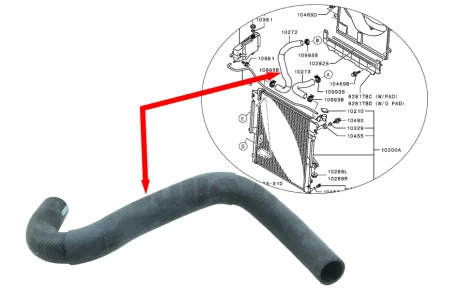 Патрубок радиатора верхний L200, Pajero Sport II/III 2.5 TD (4D56-HP) MITSUBISHI MN135045