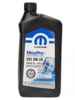 Олива моторна MaxPro+ SAE 0W-20 Engine Oil SP/GF-6A, 1qt (0,946л) MOPAR/CHRYSLER 68523994AA (фото 1)