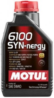 Олива моторна 6100 SYN-nergy 5W-40 (1л) MOTUL 368311 (фото 1)