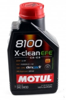 Масло моторное 8100 X-clean EFE 5W-30 (1л) MOTUL 814001 (фото 1)
