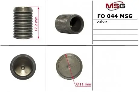 Клапан насоса гур alfa romeo,bmw,fiat,ford,infiniti,iveco,mazda,mitsubishi,nissan,uaz,volvo MSG FO044VALVE