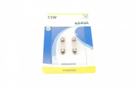 Автолампа C5W 12V 5W SV8.5 (T10,5x38) (Blister/2 шт) NARVA 171254000
