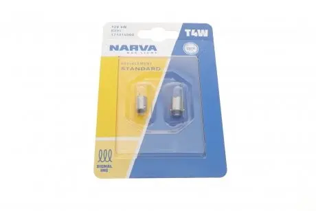 Автолампа T4W 12V 4W BA9s Standard (Blister/2 шт) NARVA 171314000
