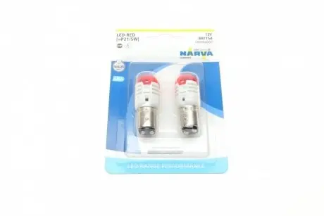 Автолампа P21/5W 12V 21/5W BAY15d (Led) (красная) (2 шт.) NARVA 180964000