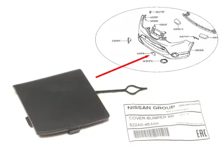 Оригінальна заглушка переднього бампера Qashqai J11 NISSAN 622A04EA0A