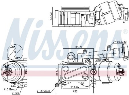 FIAT Масляний радіатор (з корпусом) 500, Doblo, Fiorino, Grande Punto, Qubo, Opel Combo Tour, Corsa C/D 1.3d NISSENS 91346