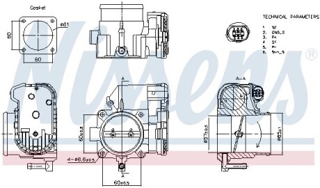 AUDI Дросельна заслонка SEAT, SKODA, VW NISSENS 955081