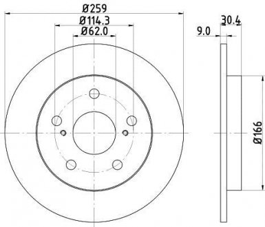 Диск гальмівний задній Toyota Auris, Corolla 1.4, 1.6, 1.8 (07-) Nisshinbo ND1008K (фото 1)