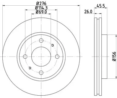 Диск тормозной передний Mitsubishi Galant, Lancer VI 1.6, 2.0, 2.4 (96-) Nisshinbo ND3005K
