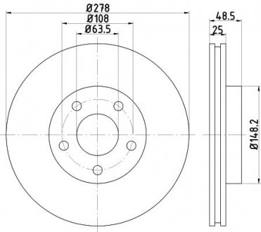 Диск гальмівний передній Mazda 3 1.6, 2.0 (11-17)/ Ford Focus 1.6, 1.8, 2.0 (04-12) Nisshinbo ND5019K (фото 1)
