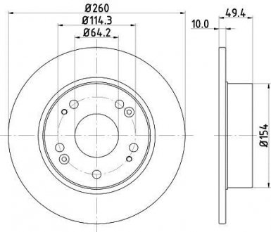 Диск гальмівний задній Honda Accord 2.0, 2.2, 2.4 (03-08) Nisshinbo ND8004K