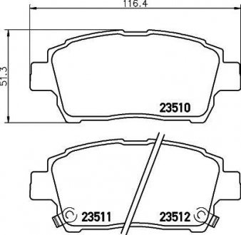 Колодки тормозные передние Toyota Corolla 1.4, 1.8 (01-07),Prius Hybrid 1.5 (03-09) Nisshinbo NP1005 (фото 1)