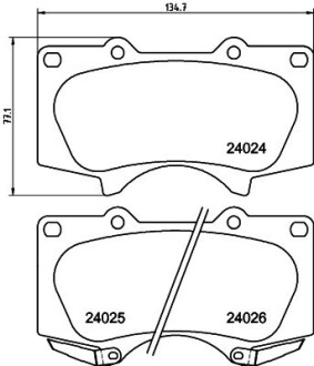 Гальмівні колодки LEXUS/MITSUBISHI/TOYOTA GS/Pajero/Tundra "F "95>> Nisshinbo NP1012 (фото 1)