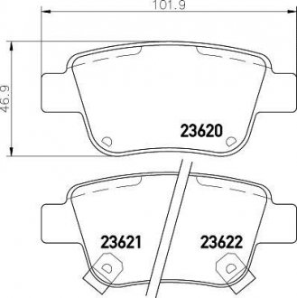 Колодки тормозные задние Toyota Avensis, Corolla 1.6, 1.8, 2.0 (03-08) Nisshinbo NP1031 (фото 1)