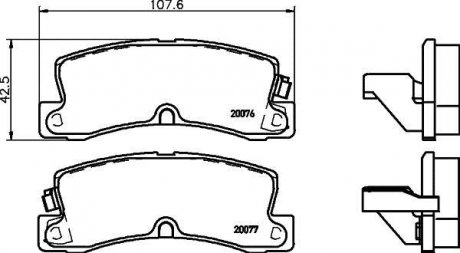 Колодки тормозные задние Toyota Corolla 1.6, 1.8, 2.0 (97-00) Nisshinbo NP1070 (фото 1)