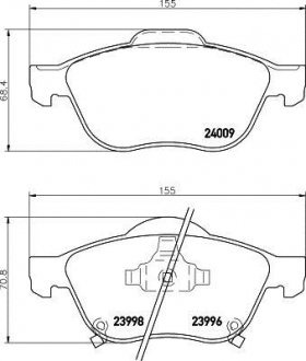 Колодки тормозные передние Toyota Avensis 1.6, 1.8, 2.0 (97-03) Nisshinbo NP1117 (фото 1)