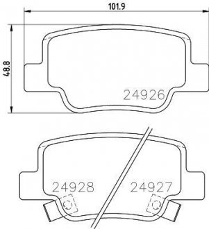 Колодки тормозные задние Toyota Verso 1.6, 1.8, 2.0, 2.2 (09-) Nisshinbo NP1127