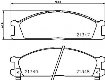 Колодки тормозные передние Nissan Pathfinder, Pick Up 2.4, 2.7, 3.2 (98-) Nisshinbo NP2008 (фото 1)