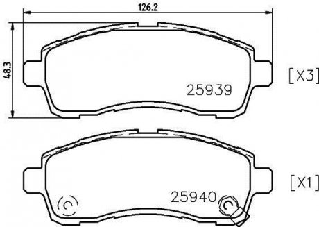 Колодки тормозные передние Suzuki Swift/Mazda 2/ Daihatsu Materia 1.2, 1.3, 1.5, 1.6 (06-) Nisshinbo NP5029 (фото 1)