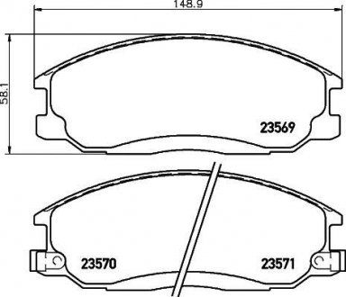 Колодки тормозные передние Hyundai Santa Fe 01-06)/Ssang Yong Actyon, Kyron, Rexton 2.0, 2.4, 2.7 (05-) Nisshinbo NP6007 (фото 1)