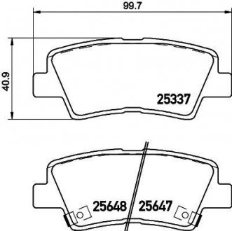 Колодки тормозные дисковые задние Hyundai Accent, i40/Kia Rio/Ssang Yong 1.4, 1.6, 1.7, 2.0 (10-) Nisshinbo NP6036