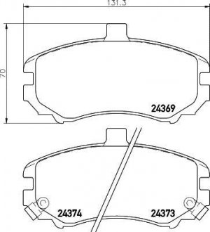 Колодки тормозные передние Hyundai Elantra 1.6, 1.8, 2.0 (00-06) Nisshinbo NP6079 (фото 1)