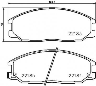 Колодки тормозные передние Hyundai Santa Fe, H-1/Ssang Yong Actyon, Kyron, Rexton 2.0, 2.4, 2.7 (04-) Nisshinbo NP6109 (фото 1)