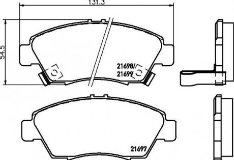 Колодки тормозные передние Honda Jazz 1.2, 1.3 (02-08), Civic 1.4, 1.6 (96-00) Nisshinbo NP8002 (фото 1)