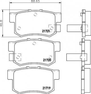 Колодки тормозные дисковые задние Honda Civic VII 1.4, 2.0 (00-05) Nisshinbo NP8008 (фото 1)