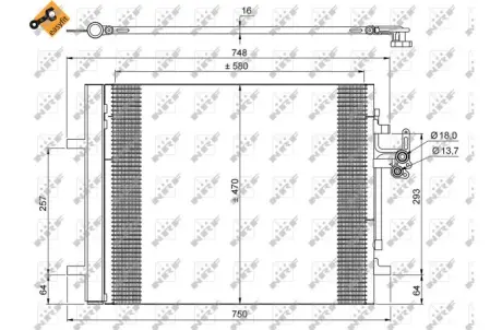 Радіатор кондиціонера (з осушувачем) Land Rover Freelander 06-14/Volvo S60/S80V40/V60XC70 07-18 NRF 35884