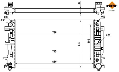 Радиатор охлаждения MB Sprinter 06- (+/-AC, АКПП) (OM646/OM651/OM642) NRF 53833A