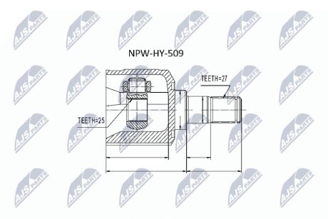 ШАРНІР РІВНИХ КУТОВИХ ШВИДКОСТЕЙ | HYUNDAI SONATA EF 2.0,2.4,2.5,2,7 /MTM/ 98-04 Л/П, SONATA NF 04- Л/П NTY NPWHY509