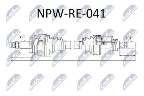 Піввісь ліва Renault Master 2.3dCi 10- (L:743/A:31/D:39) NTY NPW-RE-041