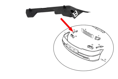 Оригінальний кронштейн переднього бампера Astra G (правий) Opel 90559500