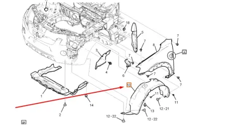 Подкрылок передний левый Opel 96623571
