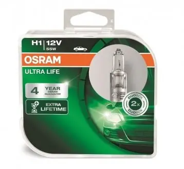 Автолампа H1 12V 55W ULTRA LIFE (комплект 2шт) OSRAM 64150ULTHCB