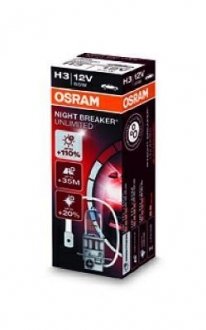 Автолампа h3 12v 55w night breaker unlimited +110% OSRAM 64151 NBU (фото 1)