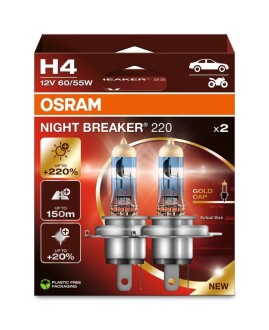 ЛАМПА H4 P43t 12V 60/55W NIGHT BREAKER +220% DUO BOX OSRAM 64193NB2202HB