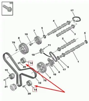 Обводной ролик ремня ГРМ Peugeot/Citroen 0830.55