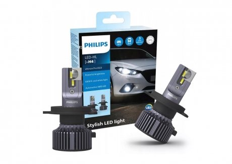 Комплект светодиодных ламп H4 12/24V Ultinon Pro3022 HL +100% 20W 6000K PHILIPS 11342U3022X2 (фото 1)
