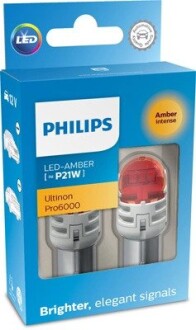 P21W LED amber Ultinon Pro6000 PHILIPS 11498AU60X2 (фото 1)