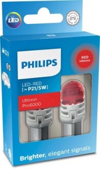 P21/5W LED red Ultinon Pro6000 PHILIPS 11499RU60X2