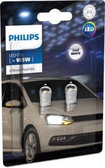 Лампа світлодіодна LED Ultinon Pro3100 W5W 0.74W, 12V, w2.1x9.5d, 6500K компл. PHILIPS 11961CU31B2